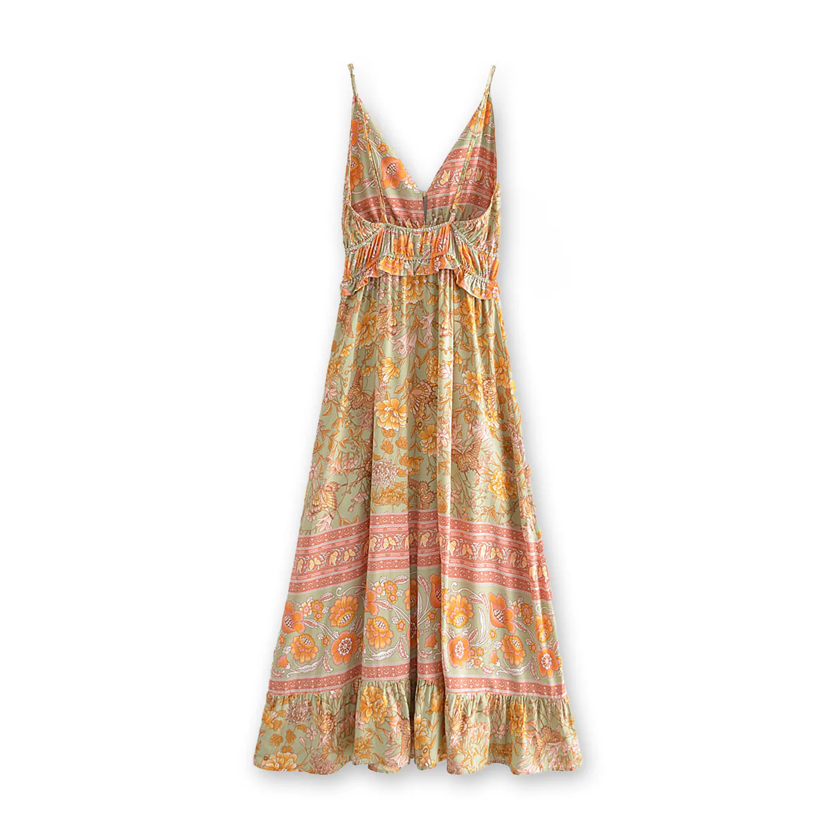 Butterfly Garden Boho Floral Print Midi Dress